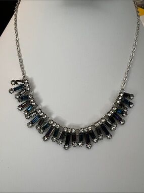 Paparazzi Silver-Tone Blue Crystal Statement Necklace - Women Jewelry